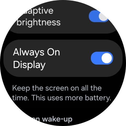 Press the indicator next to 'Always On Display' to turn the function on or off. Press the indicator next to 'Always On Display' to turn the function on or off.