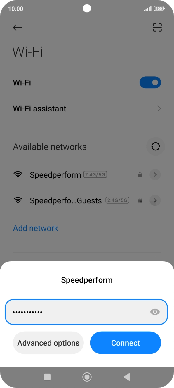 Key in the password for the WiFi network and press Connect.