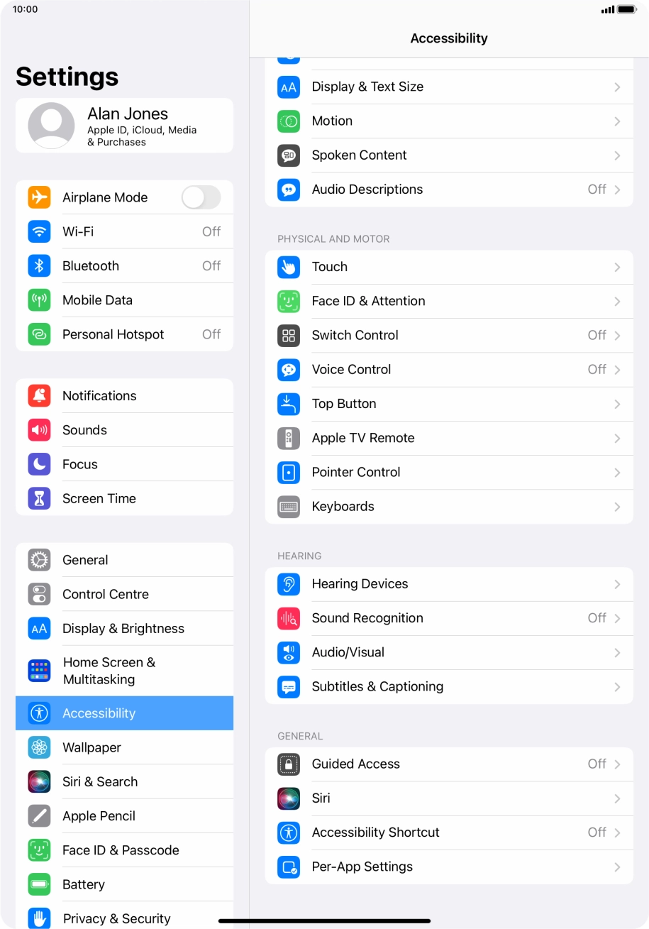 Press the required category below 'GENERAL' and follow the instructions on the screen to select the required settings.