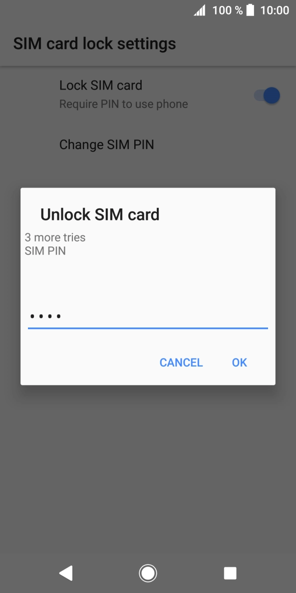Key in your SIM PIN and press OK. The default SIM PIN is 0000.