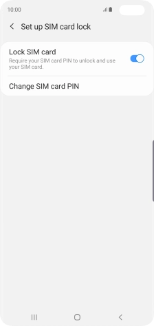 Press the indicator next to 'Lock SIM card' to turn the function on or off.