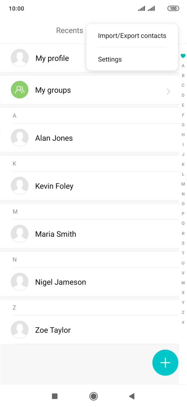 Press Import/Export contacts.