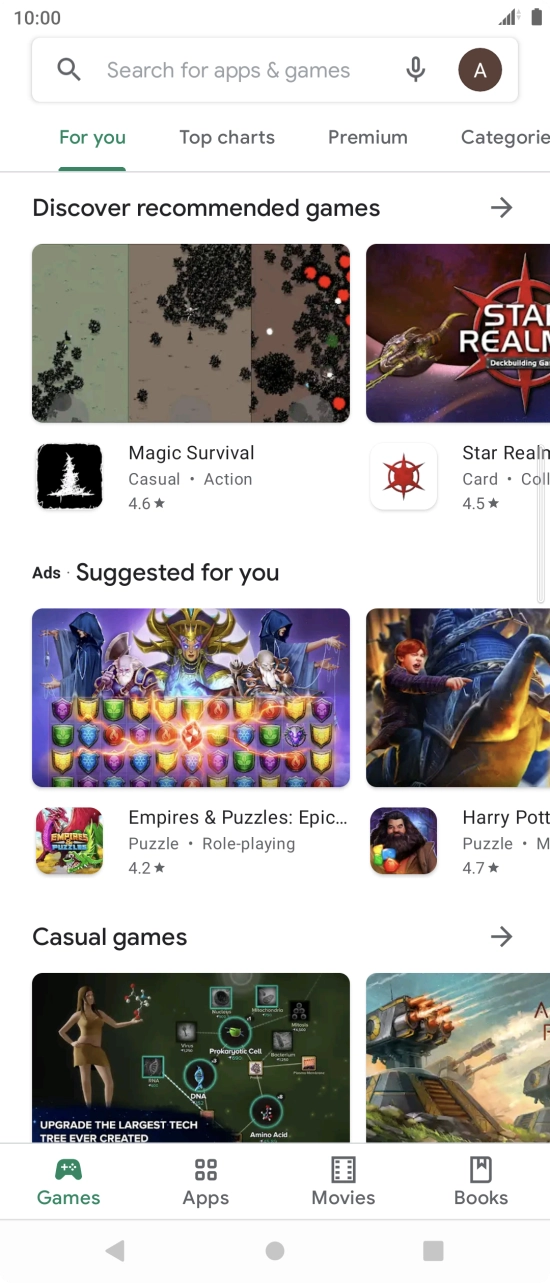 Press the search field.