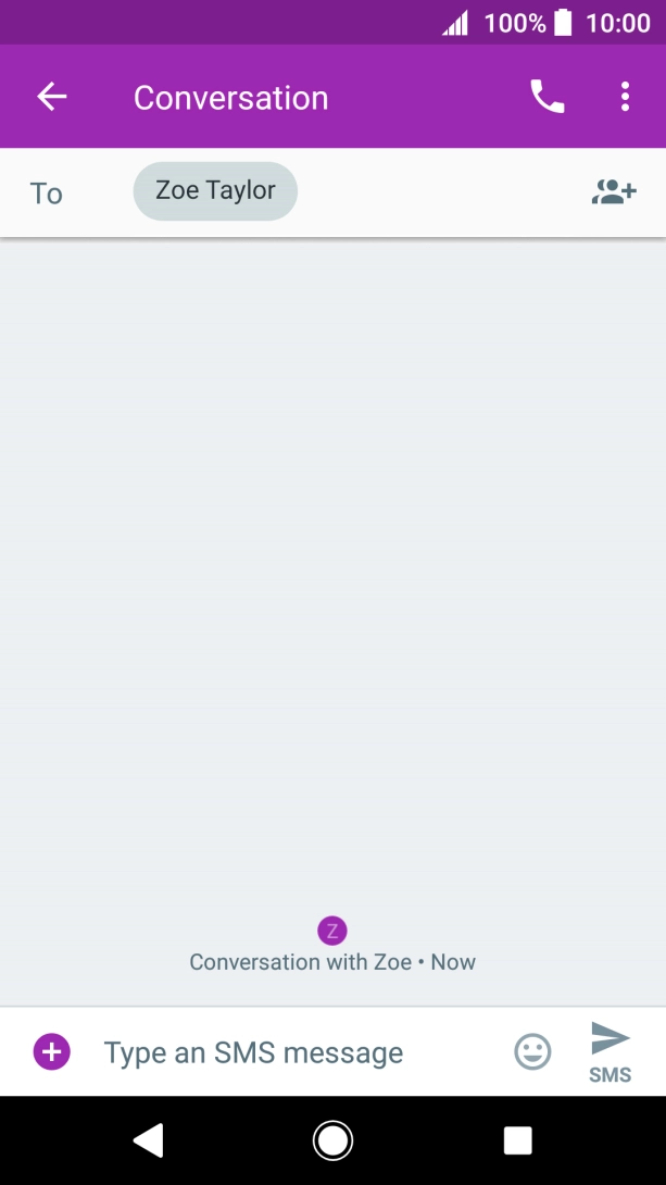 Press the text input field and write the text for your text message.