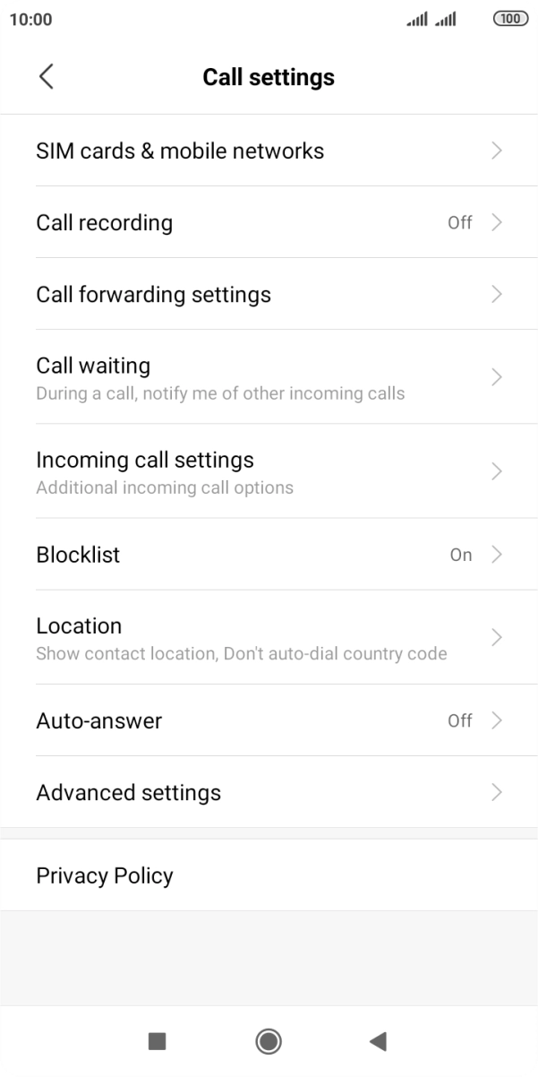 Press Call forwarding settings.