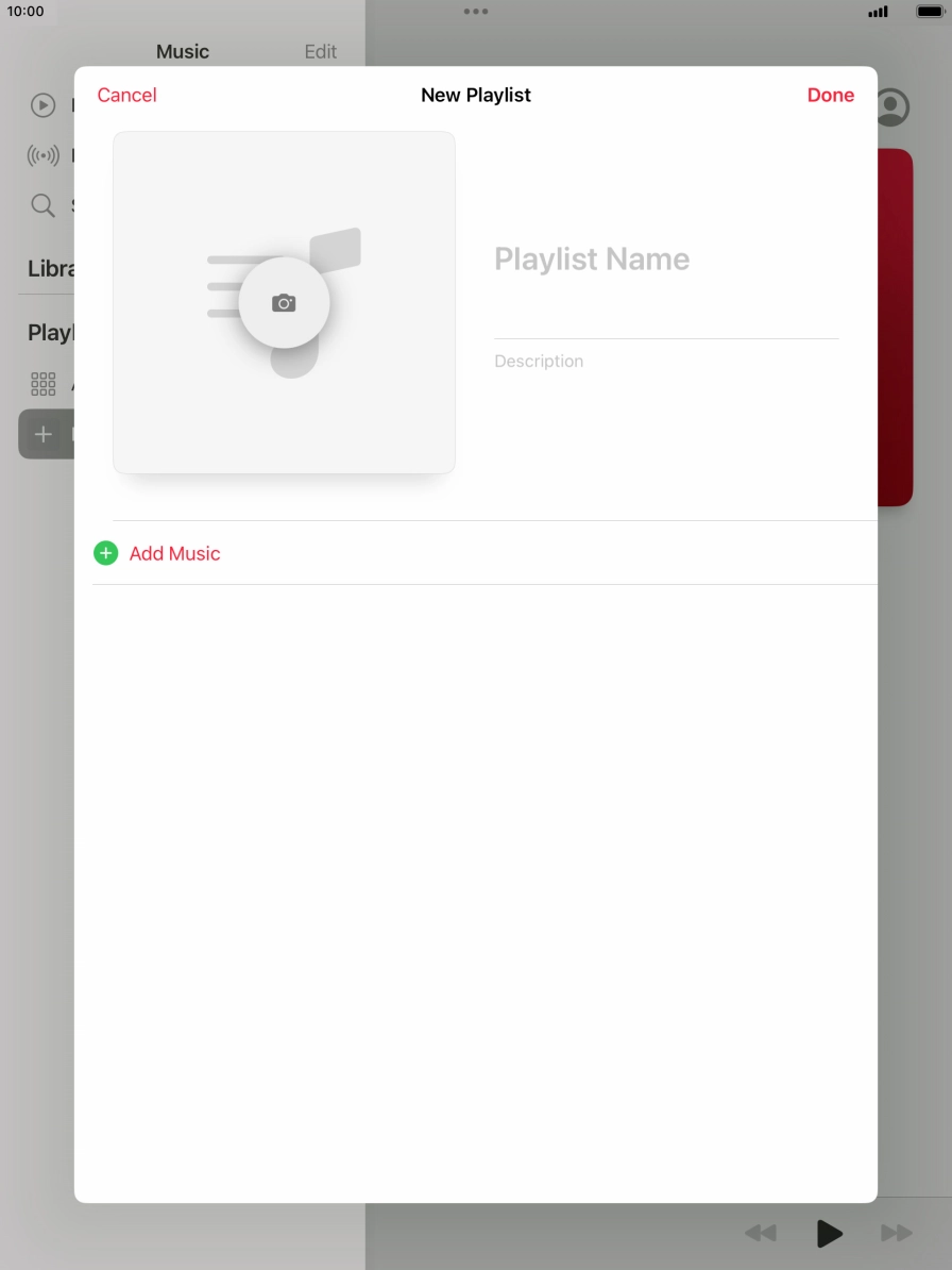 Press the text input field and key in a name for the playlist.