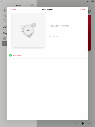 Press the text input field and key in a name for the playlist.