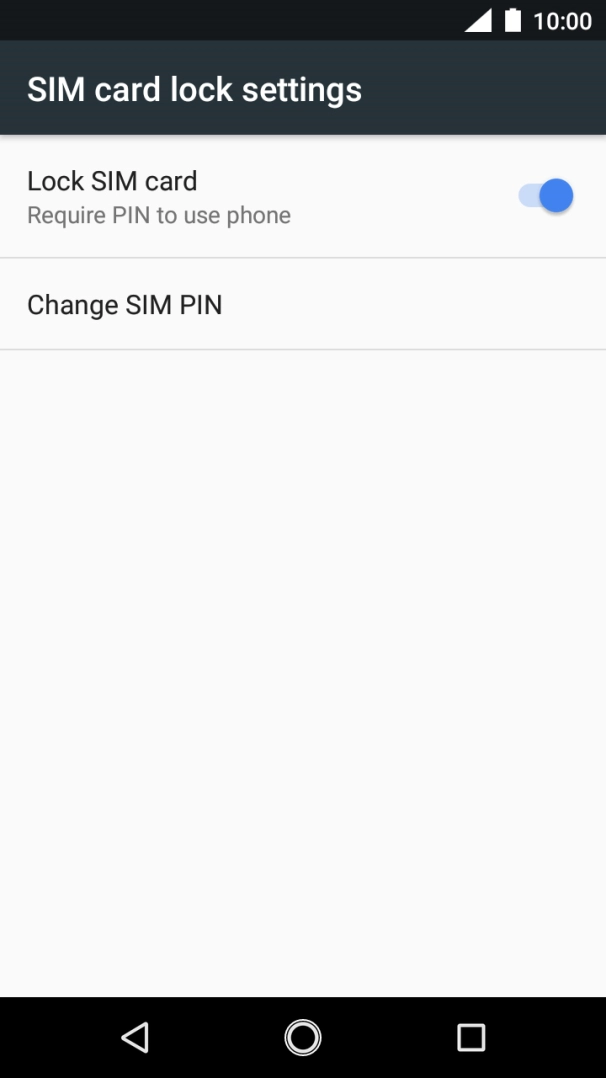Press the indicator next to 'Lock SIM card' to turn the function on or off.