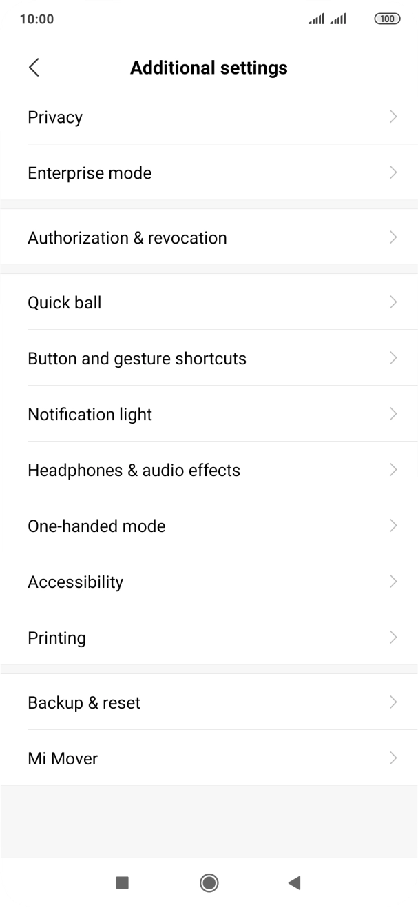 Press Backup & reset.