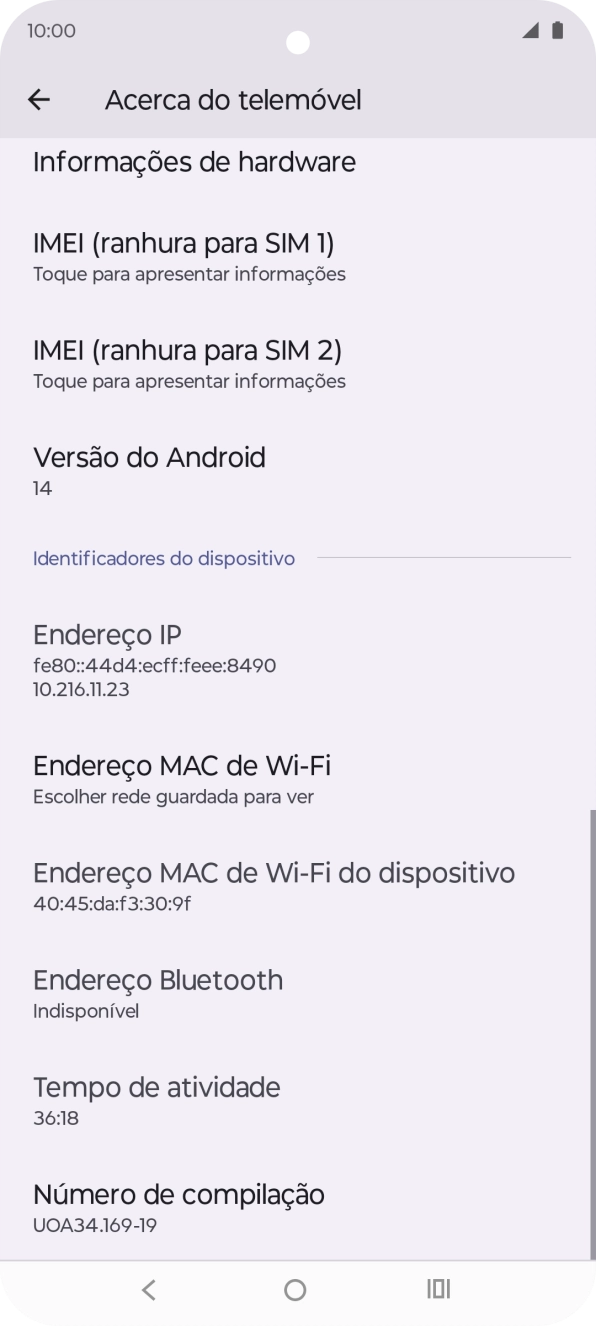 Prima IMEI (ranhura para SIM).