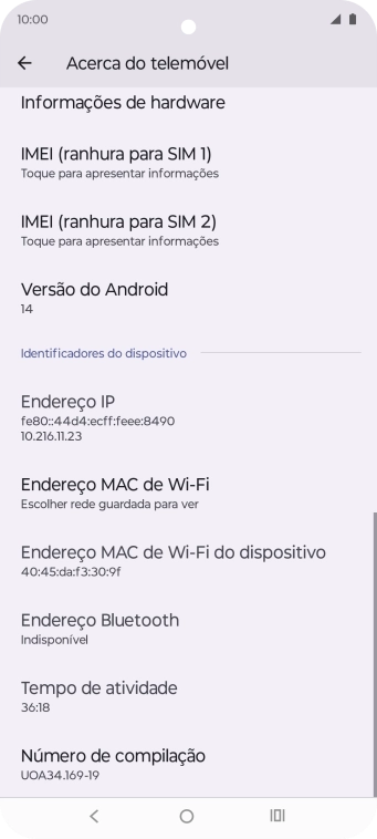 Prima IMEI (ranhura para SIM).