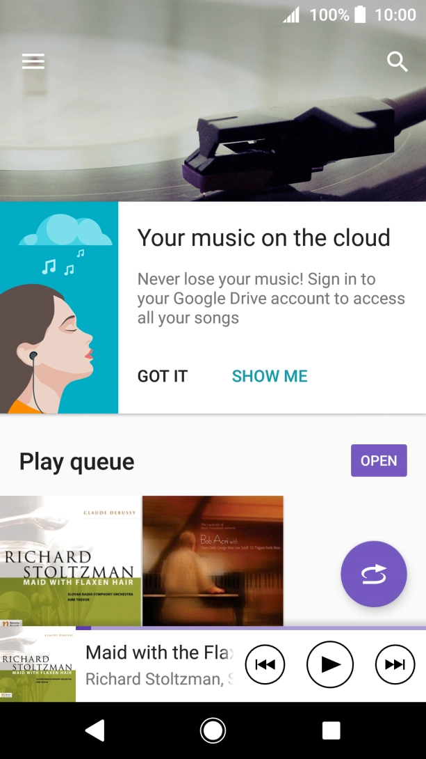 Slide your finger right starting from the left side of the screen.