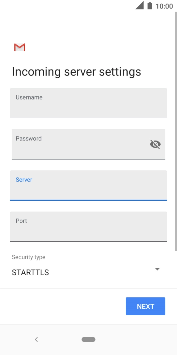 Press the field below 'Port' and key in 110. Press the field below 'Port' and key in 110.