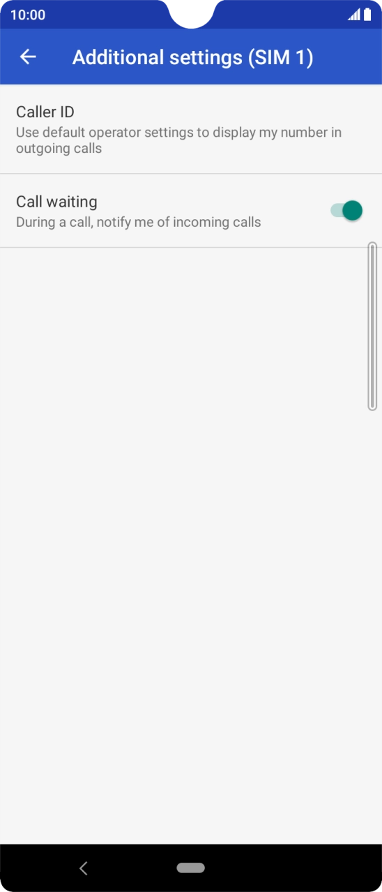 Press the indicator next to 'Call waiting' to turn the function on or off.