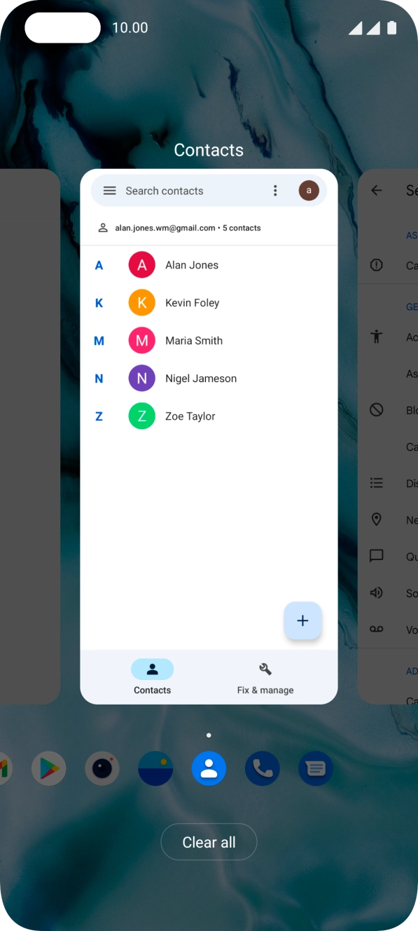 To end one running application, slide your finger upwards on the required application.