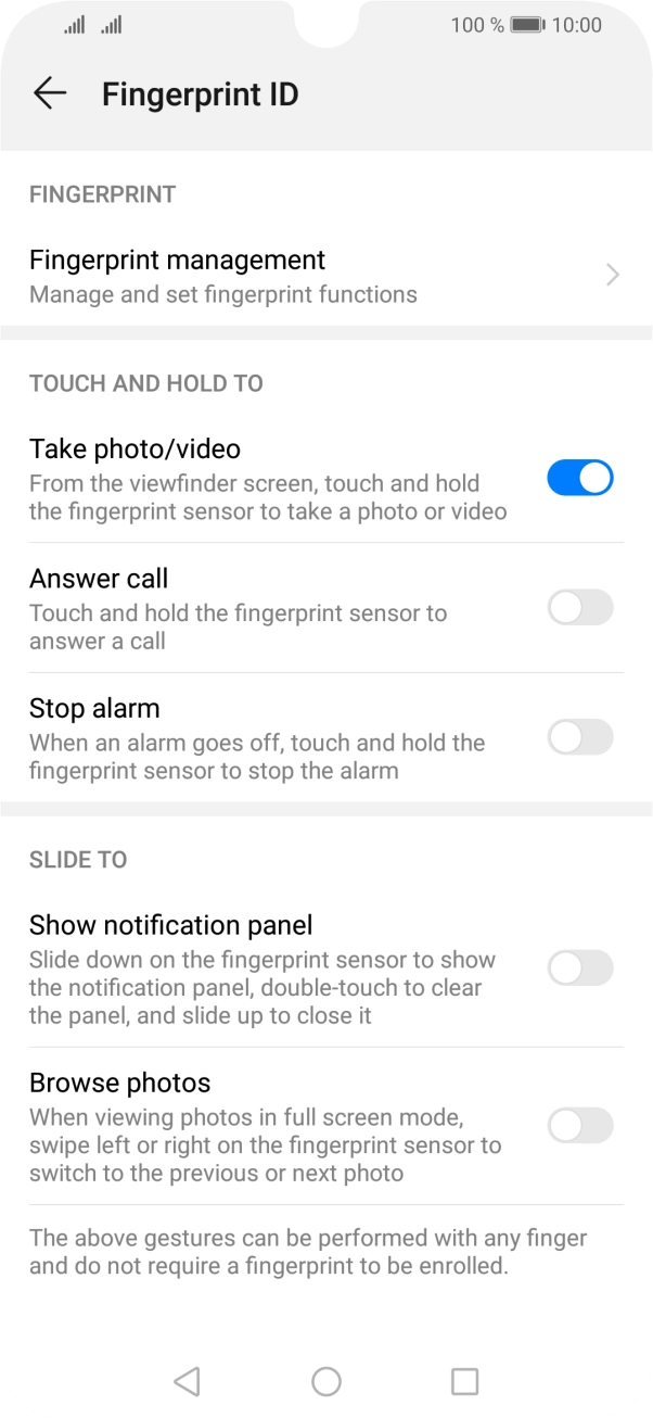 Press Fingerprint management.