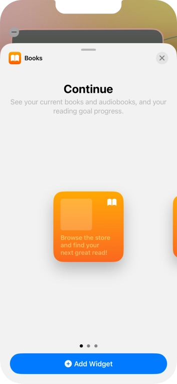 Slide your finger right or left on the screen to select the required widget size. Slide your finger right or left on the screen to select the required widget size.