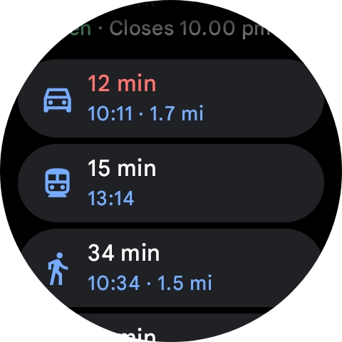 Press the required mode of transportation.