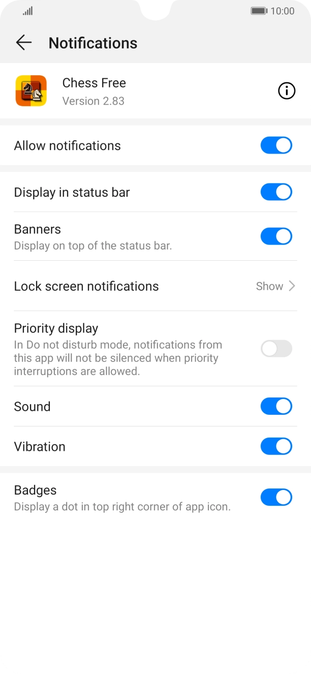 Press the indicator next to 'Allow notifications' to turn the function on or off. Press the indicator next to 'Allow notifications' to turn the function on or off.