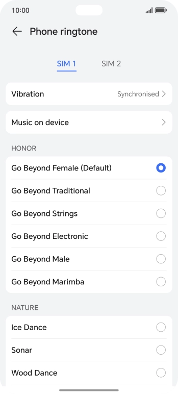 Press the required ringtones to hear them.