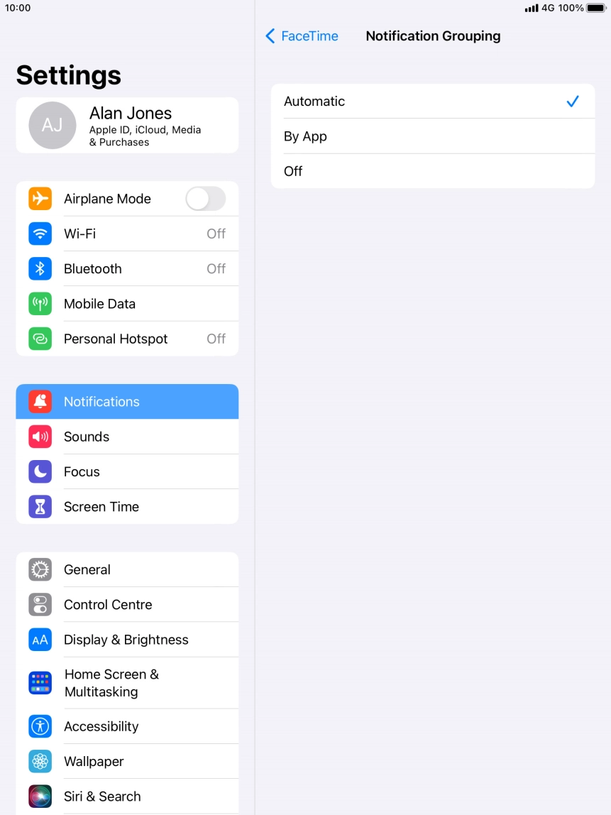 Press the required setting. Press the required setting.