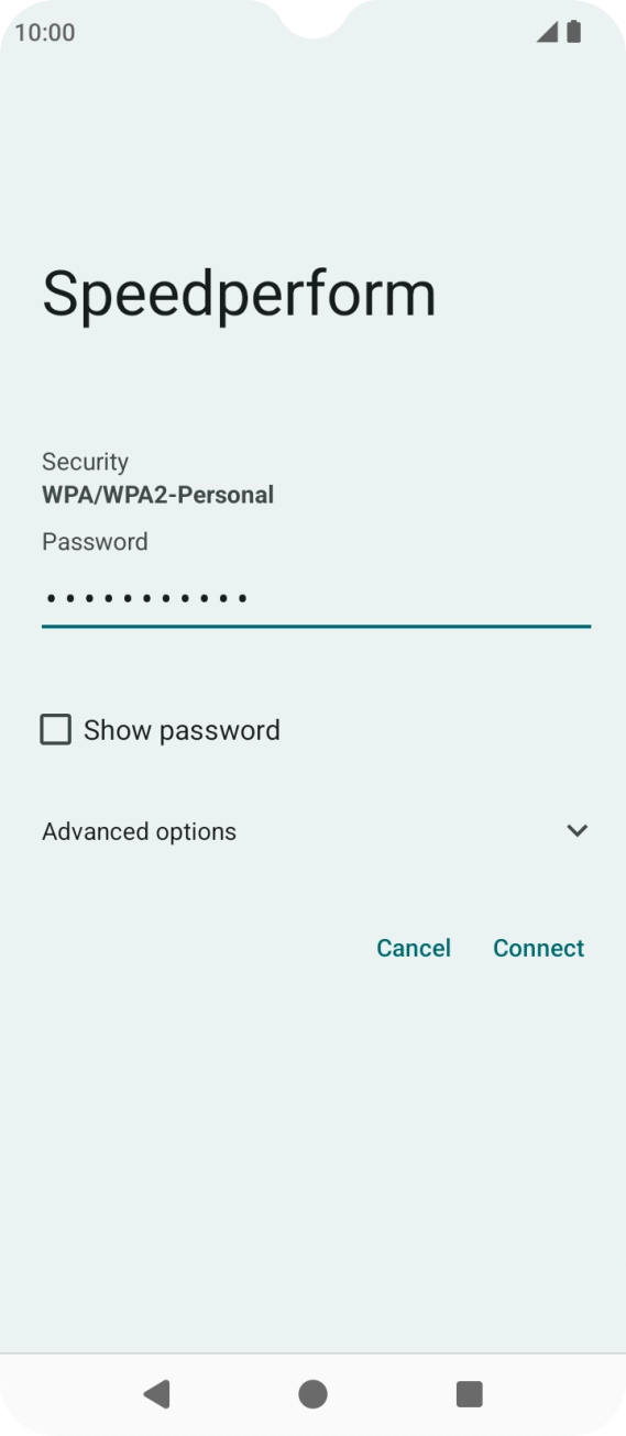 Key in the password for the WiFi network and press Connect.
