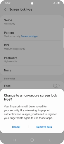 Press Remove data.