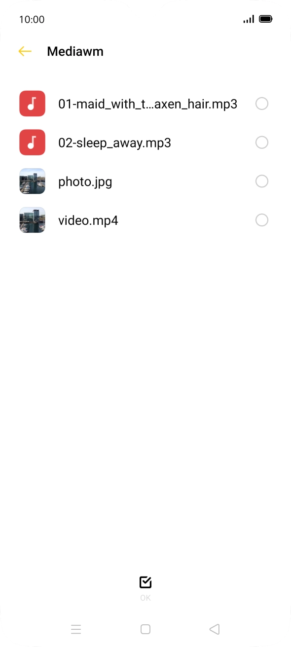 Press the required file. Press the required file.