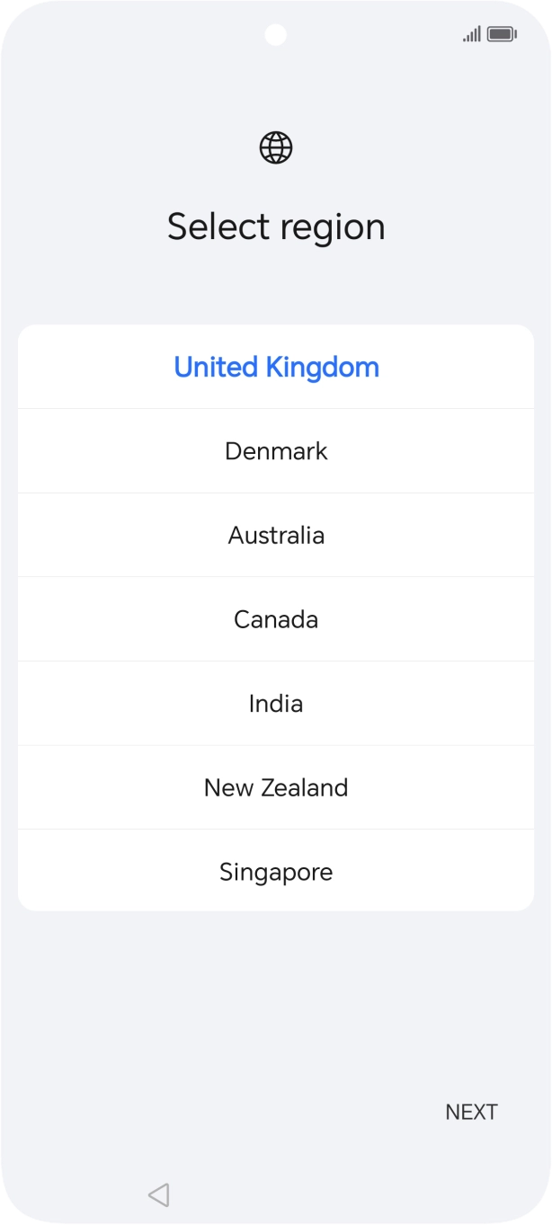 Press the required country or area. Press the required country or area.