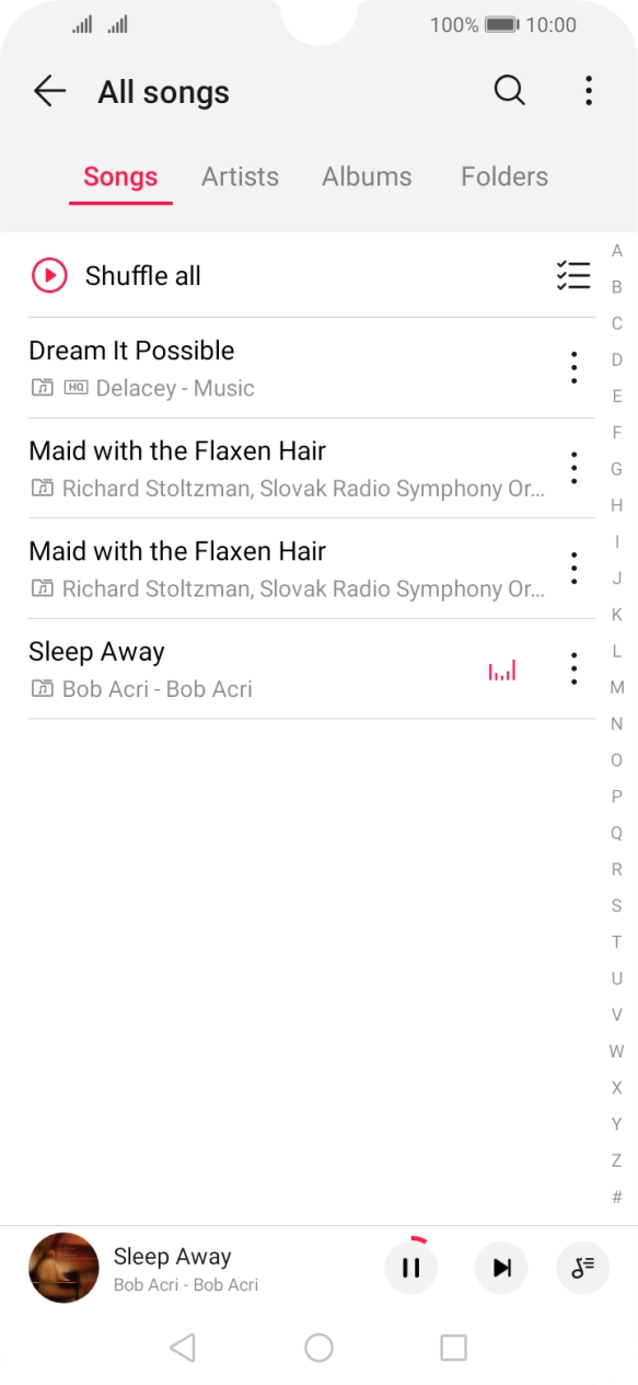 Press the song title at the bottom of the screen.