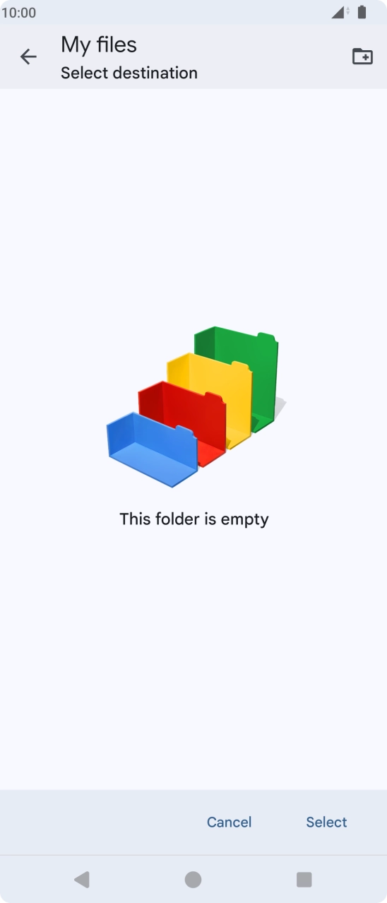To create a new folder, press the new folder icon and follow the instructions on the screen to create a new folder.