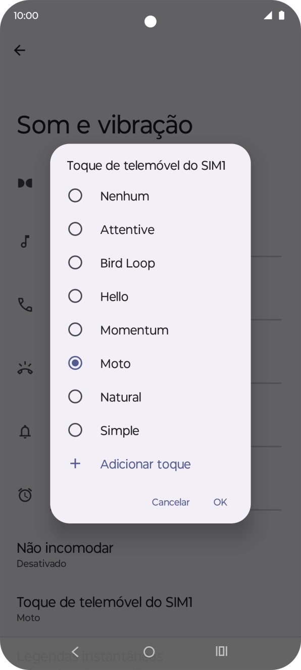 Prima os tons de toque pretendidos para os ouvir.