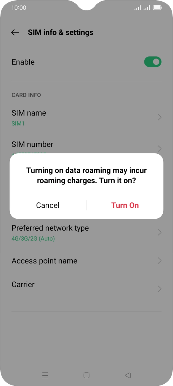 If you turn on the function, press Turn On. If you turn on the function, press Turn On.