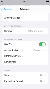 Press the indicator next to 'Use SSL' to turn off the function.