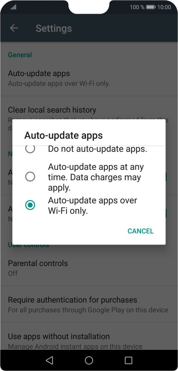 To turn on automatic update of apps using mobile network, press Auto-update apps at any time. Data charges may apply.. To turn on automatic update of apps using mobile network, press Auto-update apps at any time. Data charges may apply..