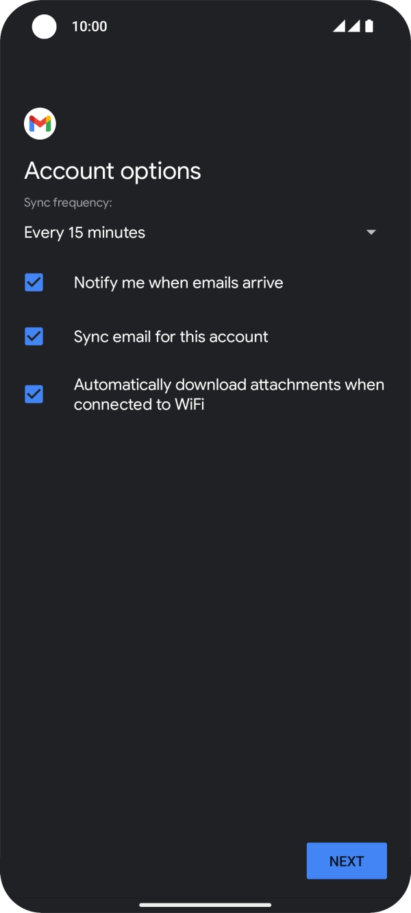 If this screen is displayed, you email account has been recognised and set up automatically. Follow the instructions on the screen to key in more information and finish setting up your phone. If this screen is displayed, you email account has been recognised and set up automatically. Follow the instructions on the screen to key in more information and finish setting up your phone.