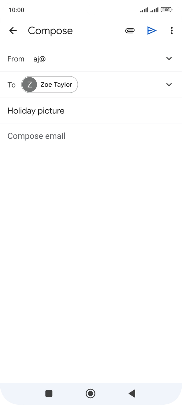 Press the text input field and write the text for your email.