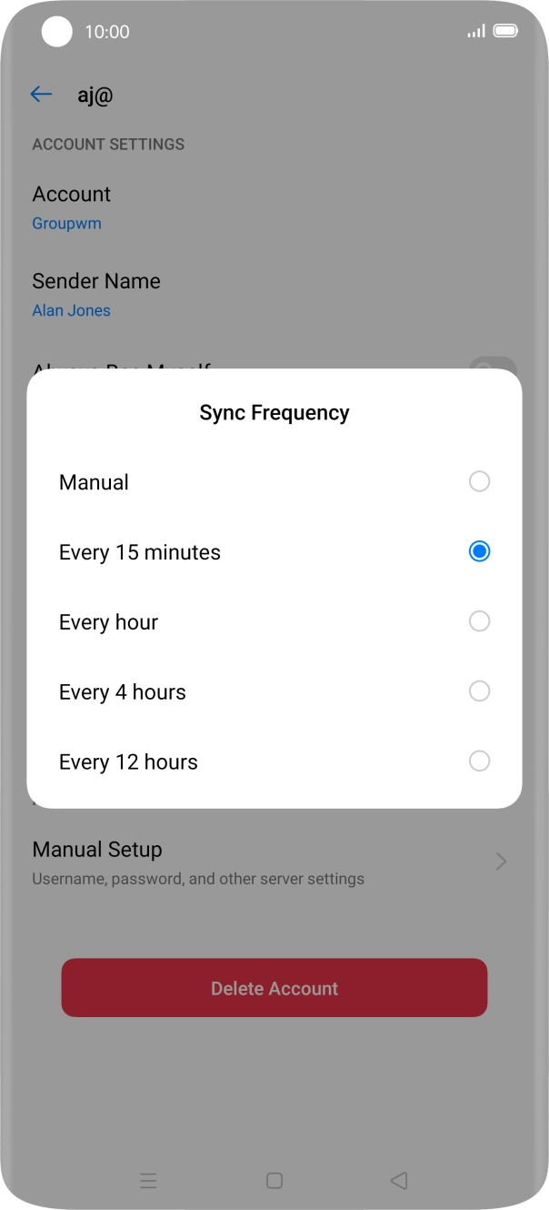 Press the required setting. Press the required setting.