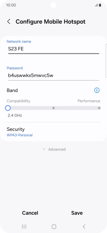 Press the field below 'Password' and key in the required password.