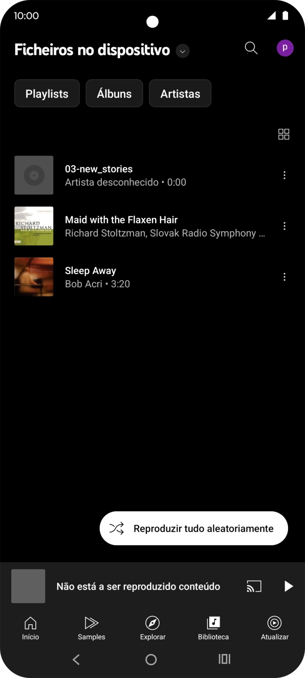 Prima o ficheiro de música pretendido.