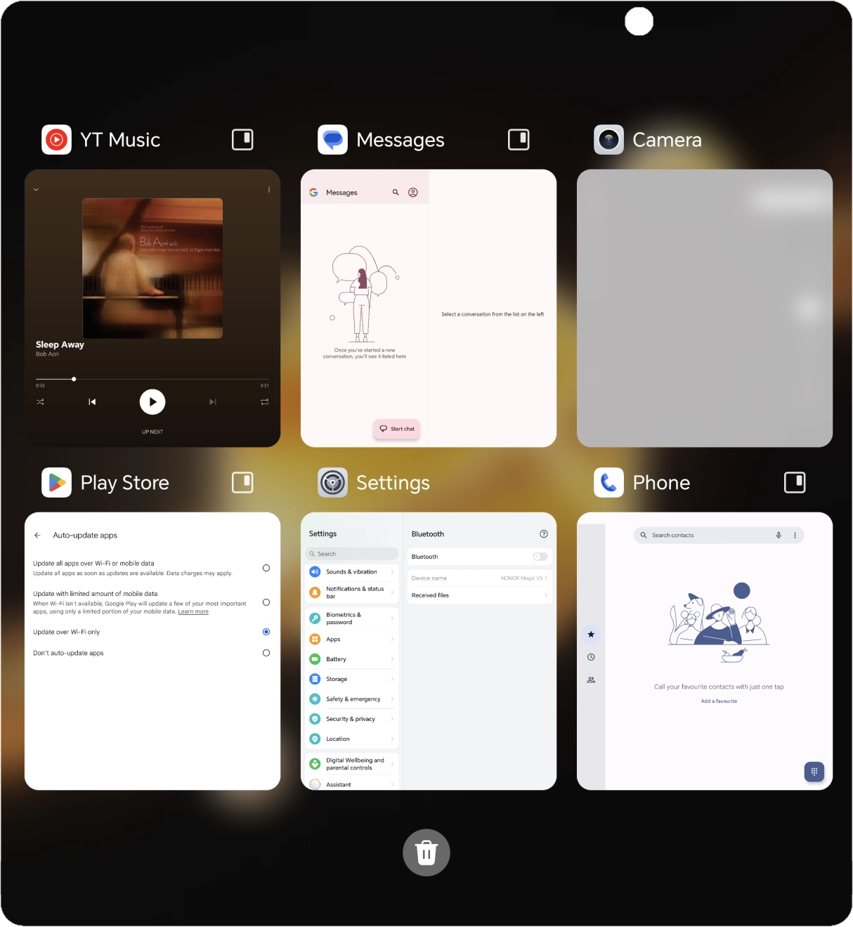 To end one running application, slide your finger upwards on the required application.