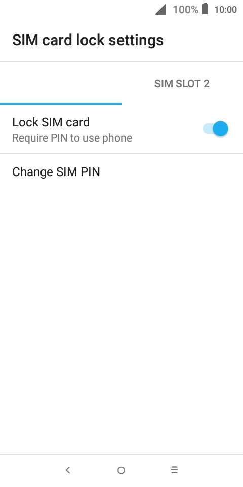 Press the indicator next to 'Lock SIM card' to turn the function on or off.