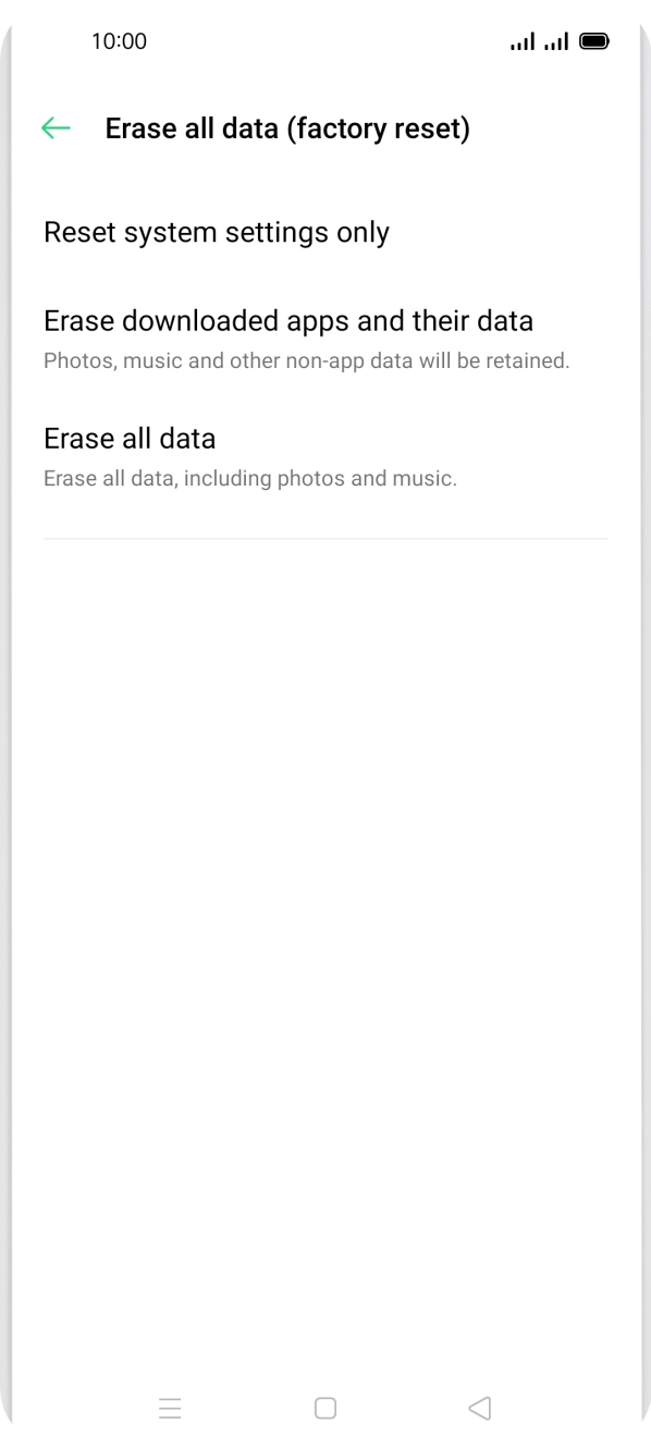 Press Erase all data.