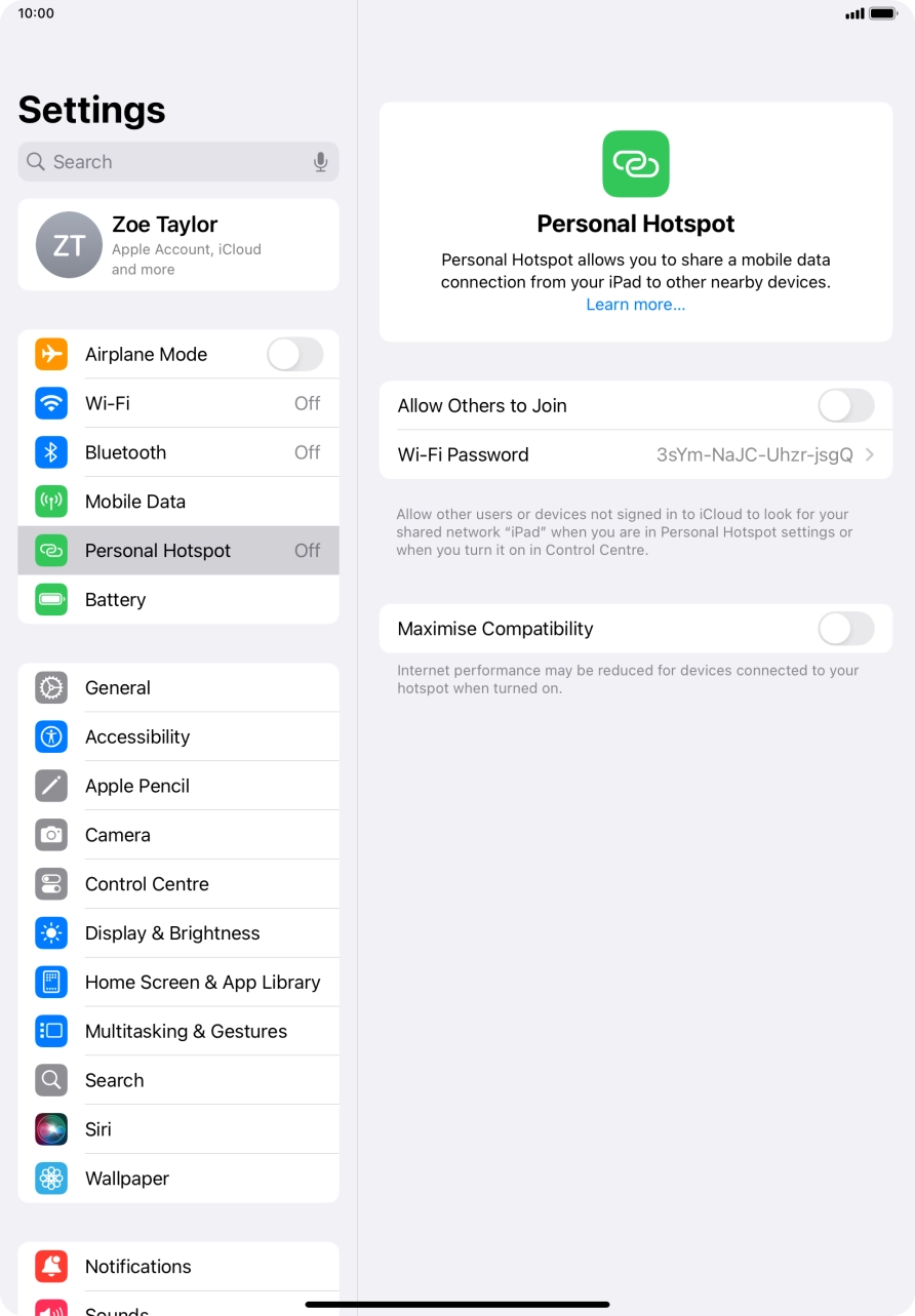 Press Wi-Fi Password and key in the required password.