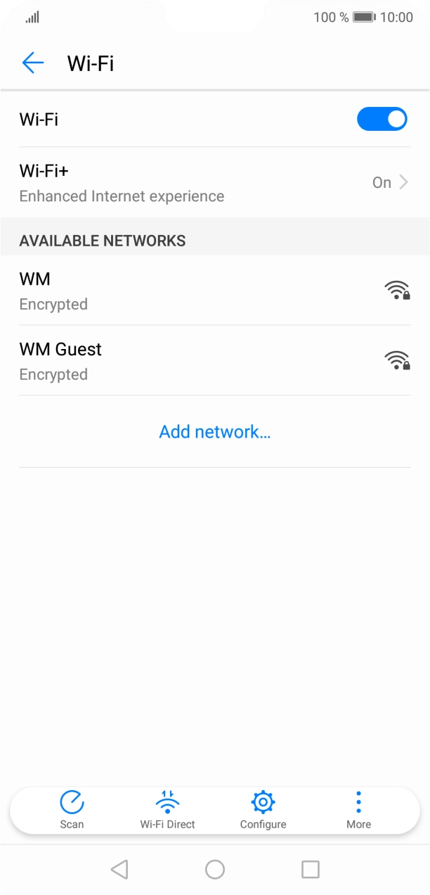 Press the required WiFi network.