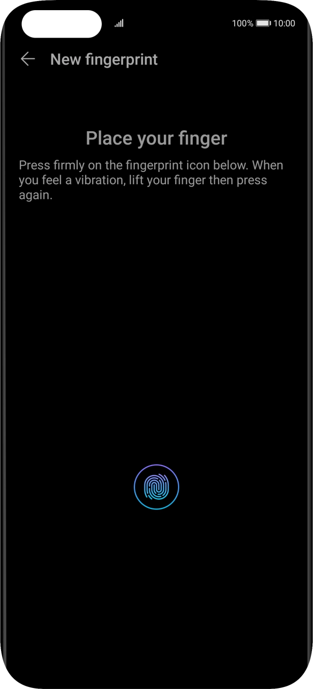 Follow the instructions on the screen to create the phone lock code using your fingerprint. Follow the instructions on the screen to create the phone lock code using your fingerprint.