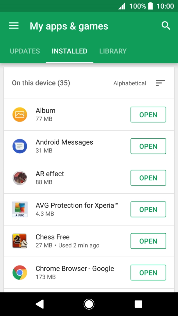 Press the required app.