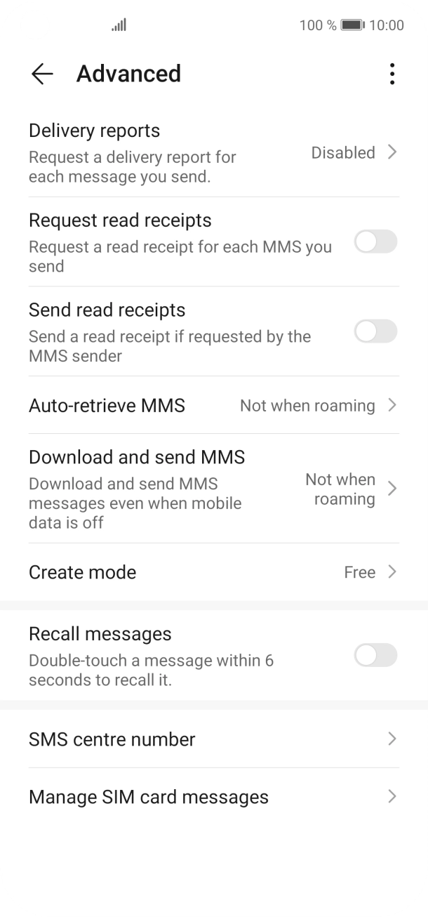 Press SMS centre number. Press SMS centre number.