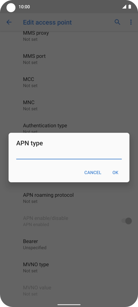 Key in default and press OK.