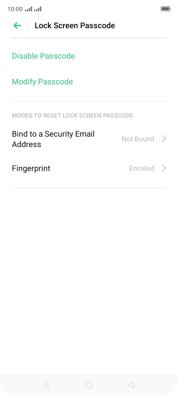 Press Disable Passcode. Press Disable Passcode.
